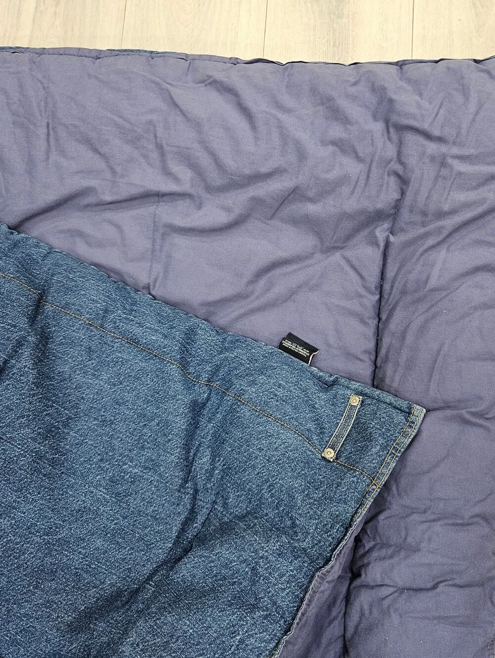 VTG Tommy Hilfiger QUEEN Denim Comforter Blue Jeans Cotton Reversible Preppy 90s